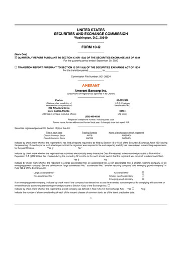 Vorschaubild Amerant Bancorp 10-Q Quartalsbericht 2020 