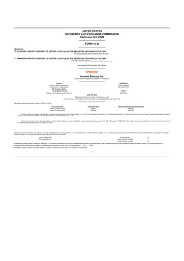 Vorschaubild Amerant Bancorp 10-Q Quartalsbericht 2021 