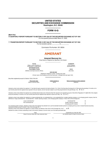 Vorschaubild Amerant Bancorp 10-Q Quartalsbericht 2022 