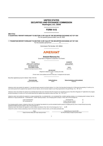 Vorschaubild Amerant Bancorp 10-Q Quartalsbericht 2022 