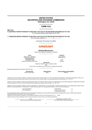 Vorschaubild Amerant Bancorp 10-Q Quartalsbericht 2022 