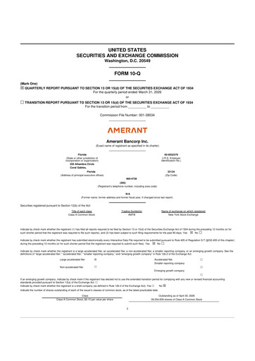 Vorschaubild Amerant Bancorp 10-Q Quartalsbericht  