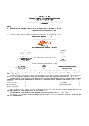 Thumbnail UiPath 10-Q Quarterly Report FY2022 