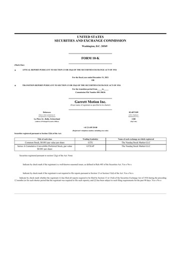 Thumbnail Garrett Motion 10-K Annual Report 2021