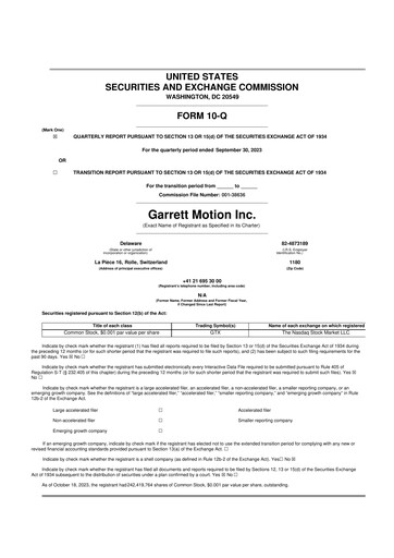 Thumbnail Garrett Motion 10-Q Quarterly Report FY2023 