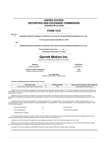 Thumbnail Garrett Motion 10-Q Quarterly Report FY2024 