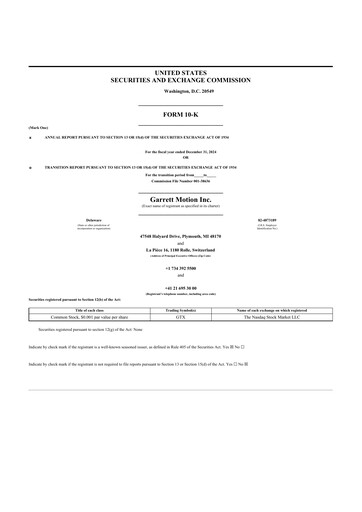 Thumbnail Garrett Motion 10-K Annual Report 2024