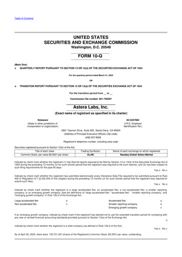 Miniature Astera Labs 10-Q Rapport trimestriel 2024 