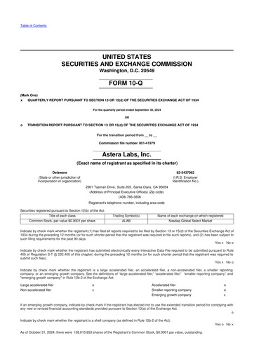 Miniature Astera Labs 10-Q Rapport trimestriel 2024 