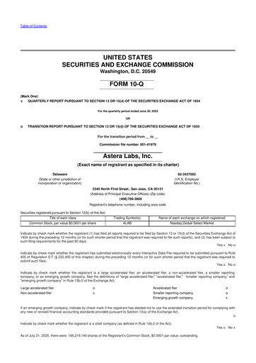 Miniature Astera Labs 10-Q Rapport trimestriel 2025 