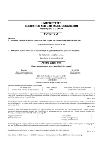 Miniature Astera Labs 10-Q Rapport trimestriel 2025 
