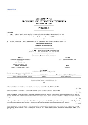 Thumbnail CAMP4 Therapeutics 10-K Annual Report 2024