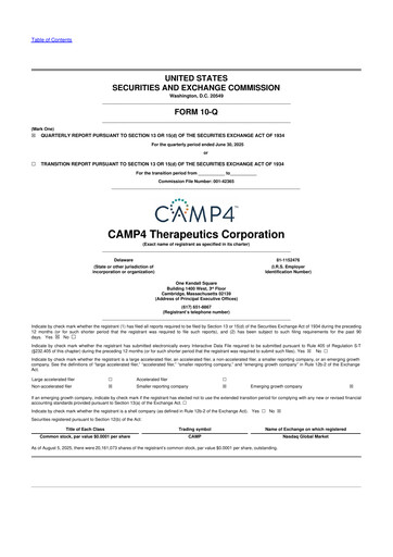 Thumbnail CAMP4 Therapeutics 10-Q Quarterly Report FY2025 