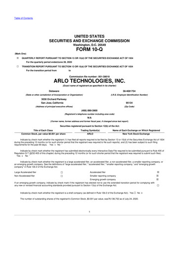 Thumbnail Arlo Technologies
 10-Q Quarterly Report FY2020 