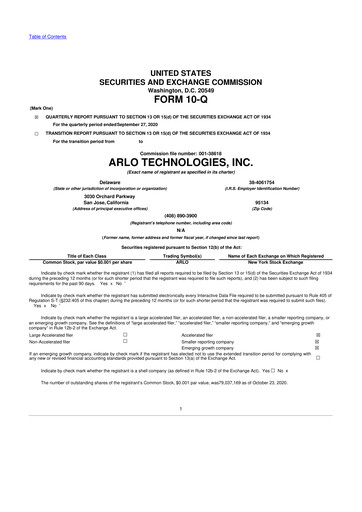 Thumbnail Arlo Technologies
 10-Q Quarterly Report FY2020 