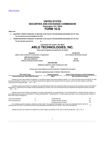 Thumbnail Arlo Technologies
 10-Q Quarterly Report FY2021 
