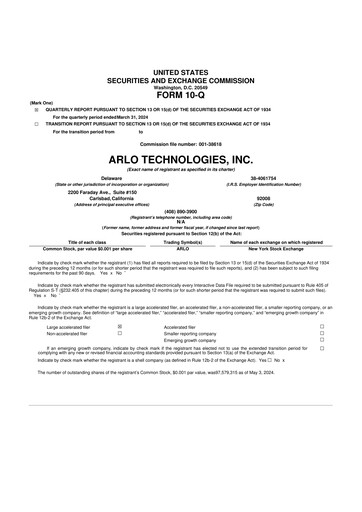 Thumbnail Arlo Technologies
 10-Q Quarterly Report FY2024 