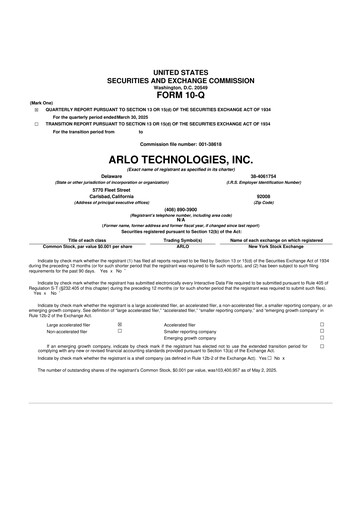 Thumbnail Arlo Technologies
 10-Q Quarterly Report FY2025 