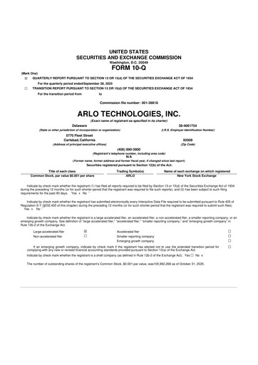 Thumbnail Arlo Technologies
 10-Q Quarterly Report FY2025 