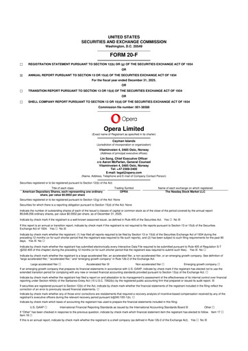 Thumbnail Opera 20-F Annual Report 2025