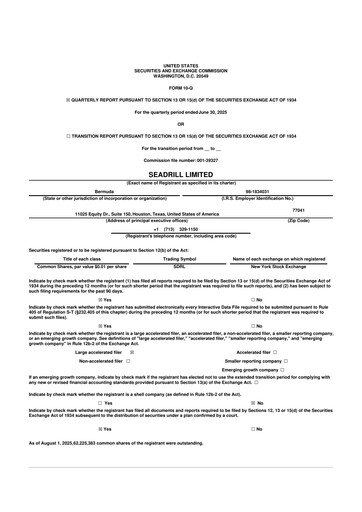 Thumbnail Seadrill
 10-Q Quarterly Report FY2025 