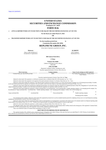 Thumbnail Replimune

 10-K Annual Report 2022