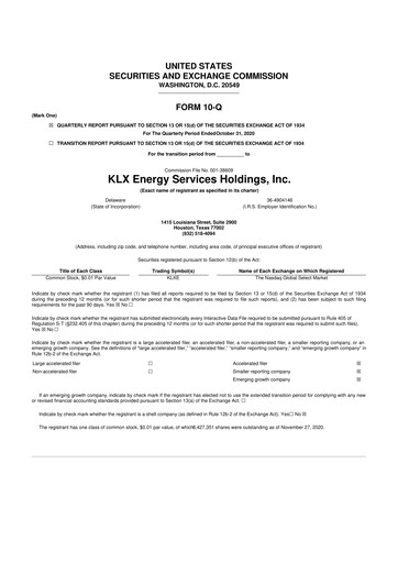 Thumbnail KLX Energy Services 10-Q Quarterly Report FY2020 
