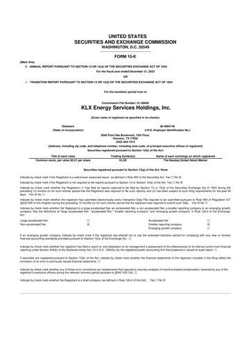 Thumbnail KLX Energy Services 10-K Annual Report 2025