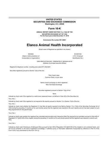 Vorschaubild Elanco 10-K Jahresbericht 2018