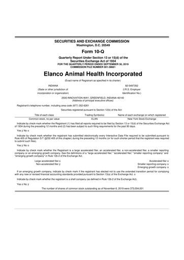 Thumbnail Elanco 10-Q Quarterly Report FY2019 