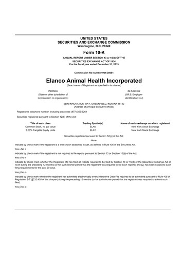 Vorschaubild Elanco 10-K Jahresbericht 2019