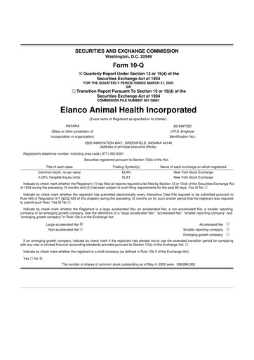 Thumbnail Elanco 10-Q Quarterly Report FY2020 