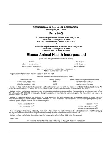 Thumbnail Elanco 10-Q Quarterly Report FY2020 