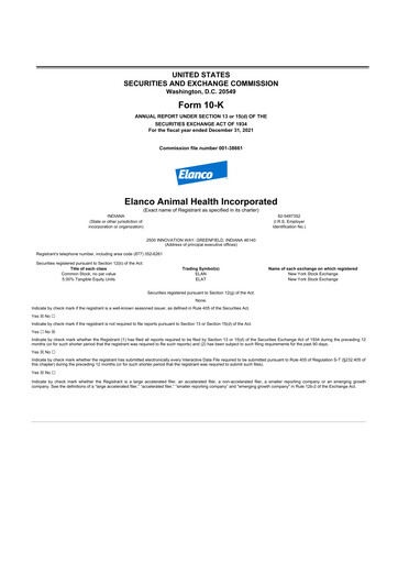 Vorschaubild Elanco 10-K Jahresbericht 2021