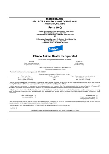 Thumbnail Elanco 10-Q Quarterly Report FY2022 