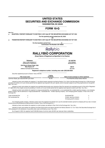 Vorschaubild Rallybio 10-Q Quartalsbericht  