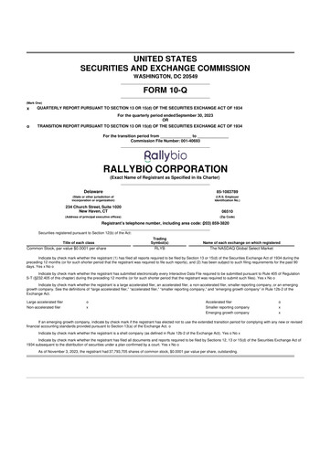 Vorschaubild Rallybio 10-Q Quartalsbericht  