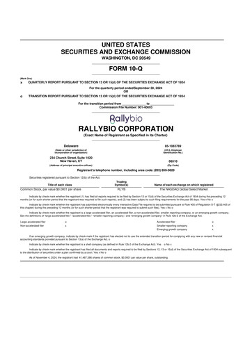 Vorschaubild Rallybio 10-Q Quartalsbericht  