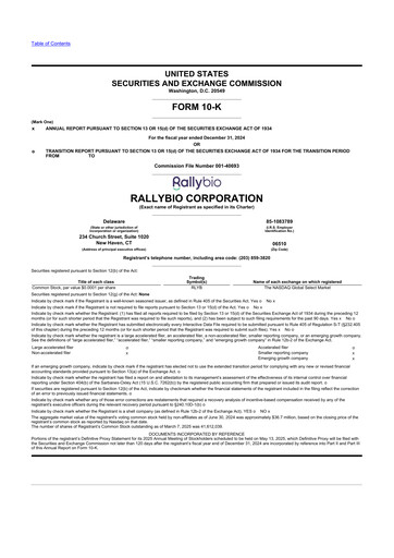 Thumbnail Rallybio 10-K Annual Report 2024