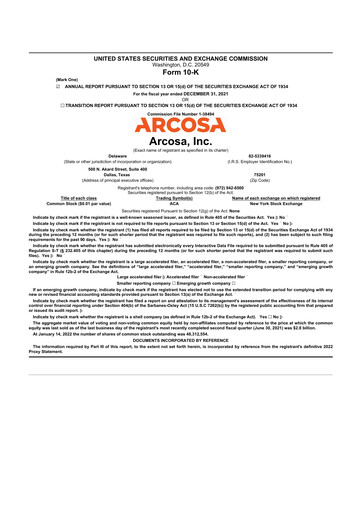 Thumbnail Arcosa
 10-K Annual Report 2021