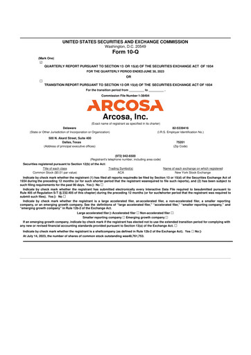Thumbnail Arcosa
 10-Q Quarterly Report FY2023 