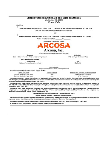 Thumbnail Arcosa
 10-Q Quarterly Report FY2025 