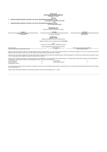 Thumbnail Utz Brands 10-Q Quarterly Report FY2024 