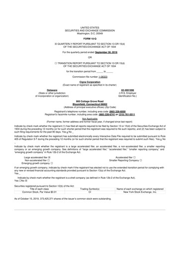 Vorschaubild The Cigna Group 10-Q Quartalsbericht 2019 