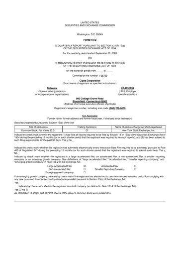 Vorschaubild The Cigna Group 10-Q Quartalsbericht 2020 