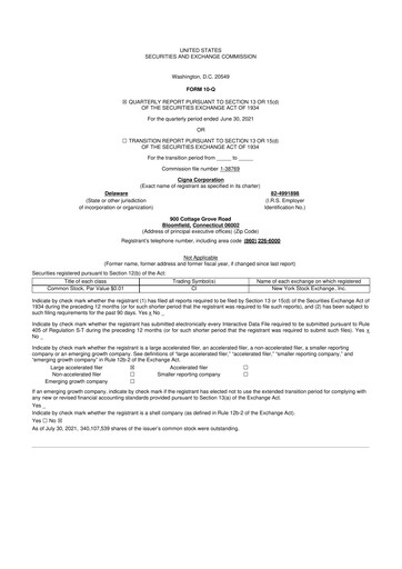 Vorschaubild The Cigna Group 10-Q Quartalsbericht 2021 