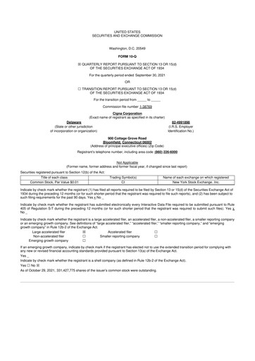 Vorschaubild The Cigna Group 10-Q Quartalsbericht 2021 