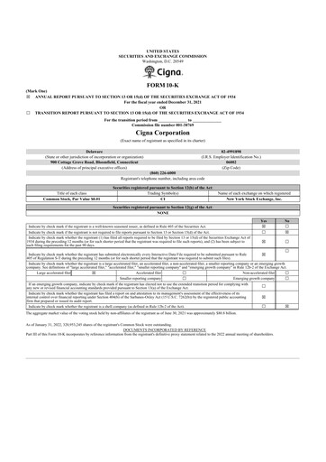 Vorschaubild The Cigna Group 10-K Jahresbericht 2021