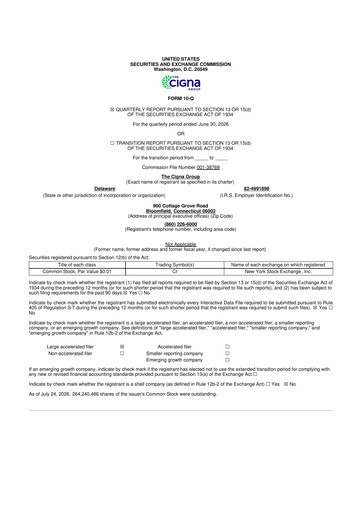Miniature The Cigna Group 10-Q Rapport trimestriel 2026 