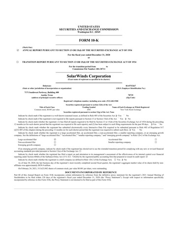 Thumbnail SolarWinds
 10-K Annual Report 2020